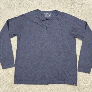 Faherty Shirt Mens XL Blue Henley Long Sleeve‎ Pullover Cloud Cotton Stretch